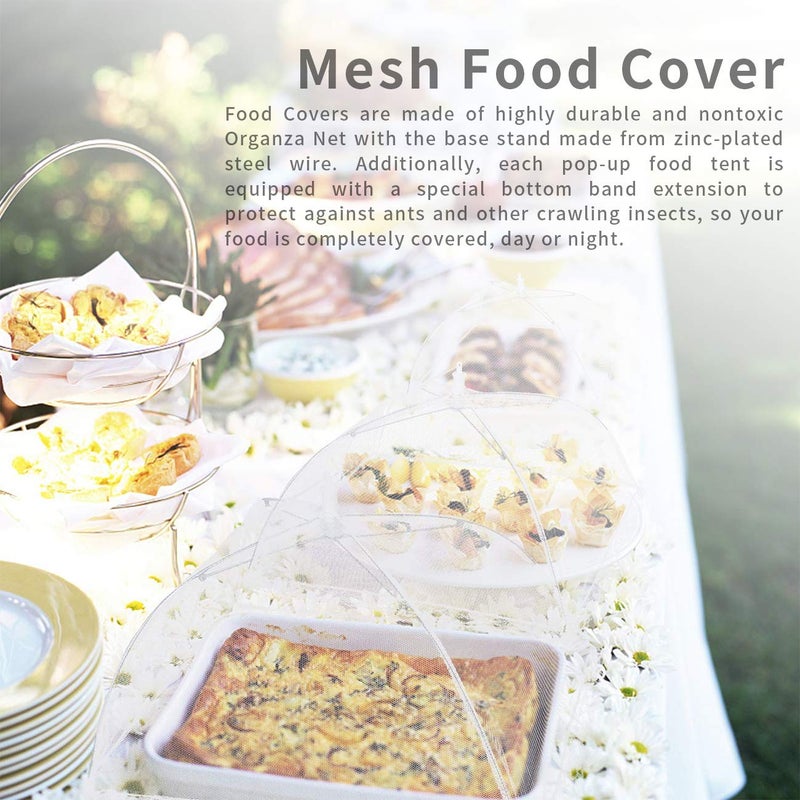 Vintoney Pop-Up Mesh Food Cover, Mesh Screen Food Covers Umbrella Tent, Reusable and Collapsible Food Cover Net Keep Out Outdoor Flies, Bugs, Mosquitos, Picnics, BBQ Mesh Food Cover Nets, 6Pack (17 Inch) - Image 3