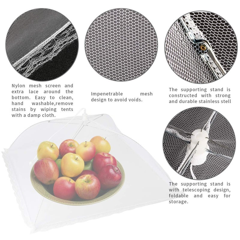 Vintoney Pop-Up Mesh Food Cover, Mesh Screen Food Covers Umbrella Tent, Reusable and Collapsible Food Cover Net Keep Out Outdoor Flies, Bugs, Mosquitos, Picnics, BBQ Mesh Food Cover Nets, 6Pack (17 Inch) - Image 4