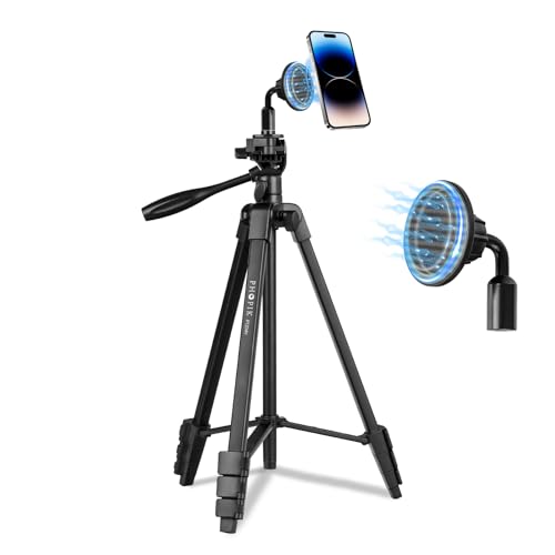 PHOPIK 55" Phone Tripod, PHOPIK Aluminum Extendable Tripod Stand with Shutter, Carrying Bag, Compatible with iPhone/Android/Sport Camera&Insta 360 x5 Perfect for Video Recording/Selfies/Live Stream/Vlogging - Image 1
