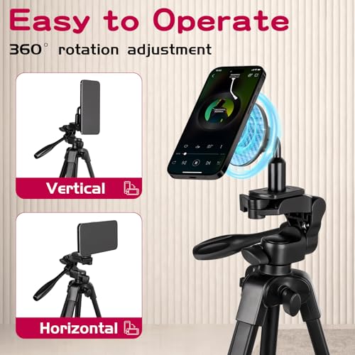 PHOPIK 55" Phone Tripod, PHOPIK Aluminum Extendable Tripod Stand with Shutter, Carrying Bag, Compatible with iPhone/Android/Sport Camera&Insta 360 x5 Perfect for Video Recording/Selfies/Live Stream/Vlogging - Image 3