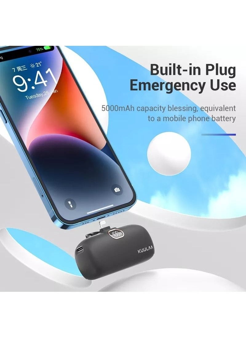 KUULAA - KUULAA 5000mAh Mini Power Bank, 20W PD Quick Charge Portable Charger Battery Pack, LED Digital Display, Compatible with iPhone 14/14 Pro/14 Pro Max/ iPhone 13/13 Pro/13 Pro Max12/12 Pro/12 Pro Max/11 - Image 1