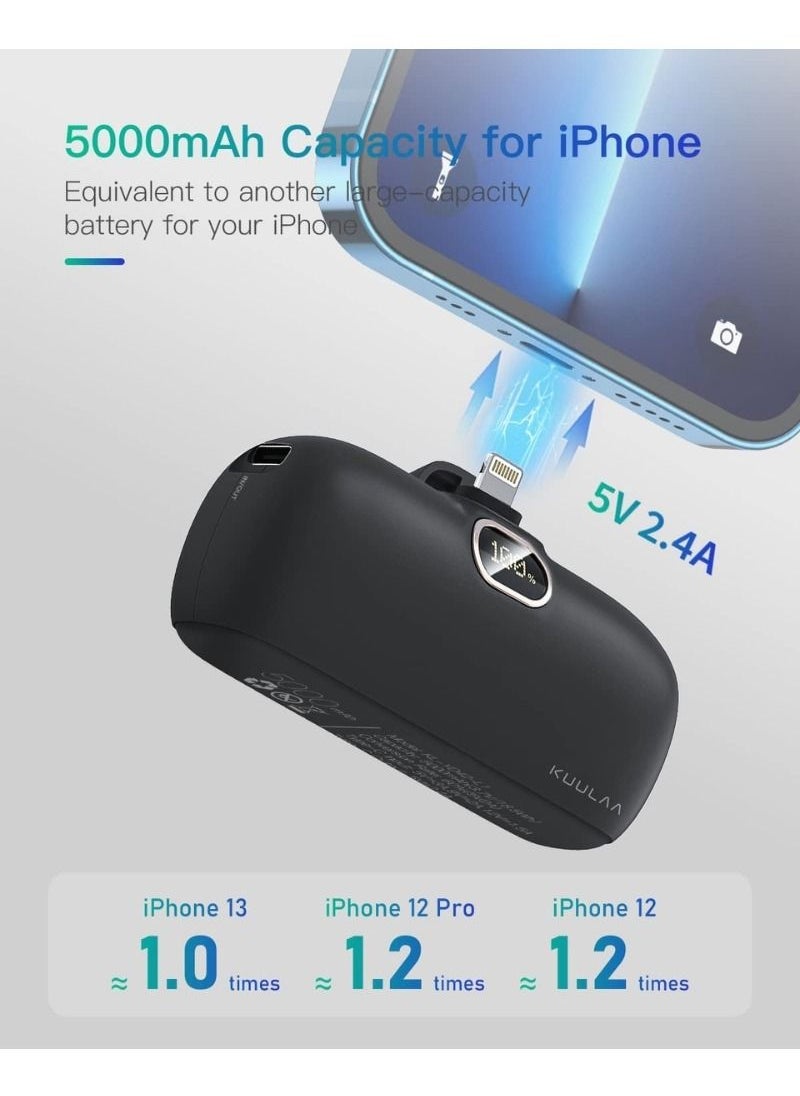 KUULAA - KUULAA 5000mAh Mini Power Bank, 20W PD Quick Charge Portable Charger Battery Pack, LED Digital Display, Compatible with iPhone 14/14 Pro/14 Pro Max/ iPhone 13/13 Pro/13 Pro Max12/12 Pro/12 Pro Max/11 - Image 1