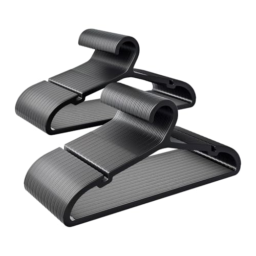 ABHENG 80 Pack Clothes Hangers Non Slip Plastic Coat Hangers Space Saving Hangers Heavy Duty Hanging Dry Wet Clothes 164 x 83 Black UAPY0580B - Image 1
