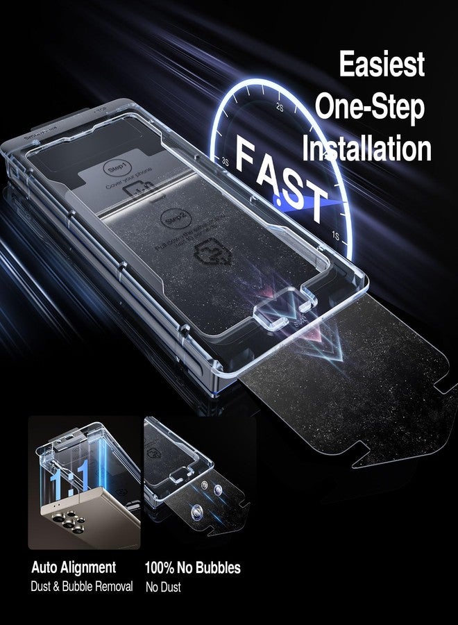 SMARTDEVIL [3 Pack for Samsung Galaxy S24 Ultra Screen Protector, Finger Print Reader Compatible, Fast & Easy Installation, Clear 9H Tempered Glass Film, Alignment Frame [Dust-Free & Bubble-Free] - Image 2