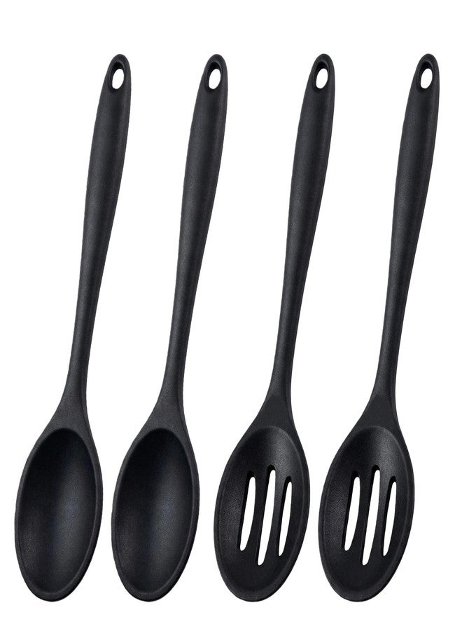 smrtcol 4 Pack Silicone Cooking Spoons, Silicone Spoons for Cooking for Non-Stick Cookware, Baking, Mixing, Stirring, Serving - Image 1