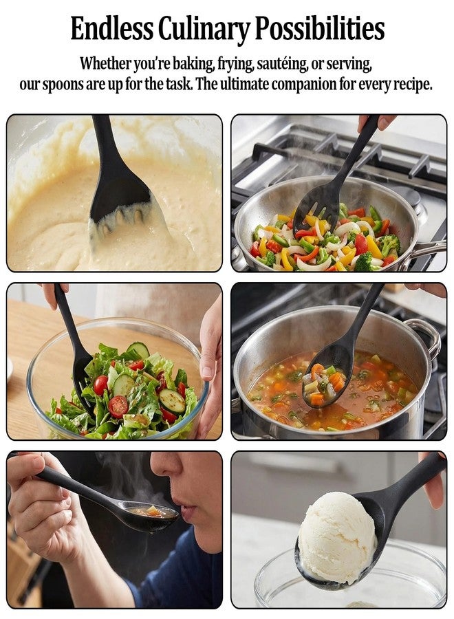smrtcol 4 Pack Silicone Cooking Spoons, Silicone Spoons for Cooking for Non-Stick Cookware, Baking, Mixing, Stirring, Serving - Image 4