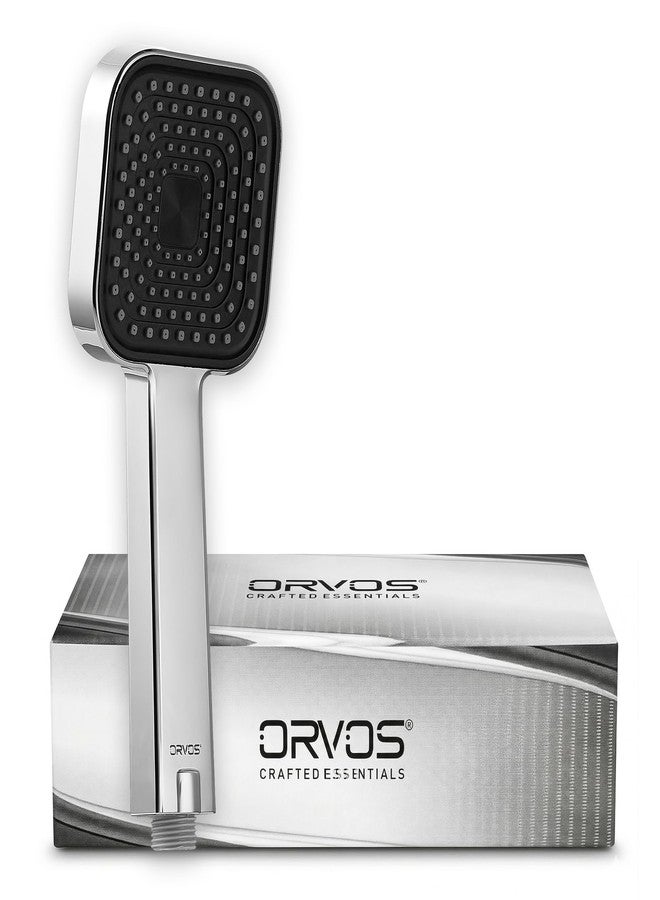 Orvos Hand Shower Single Mode- Matrix, Square 4x4 inches, Chrome Plated With High Grade Korean ABS material from LG, Black and Chrome Color, Head only, for high end luxury bathrooms - Image 1