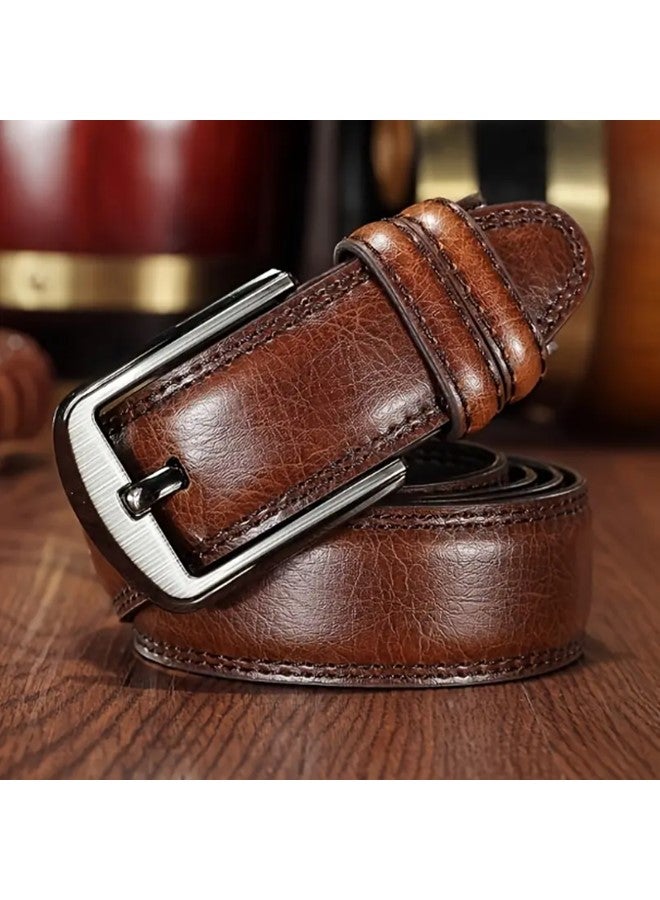 We Happy Premium Leather Belt for Men Classic Pin Buckle Timeless Elegance for Casual and Formal Wear - Image 1