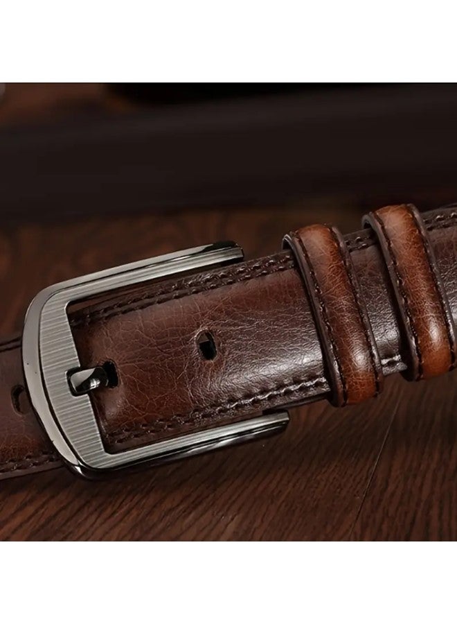 We Happy Premium Leather Belt for Men Classic Pin Buckle Timeless Elegance for Casual and Formal Wear - Image 4
