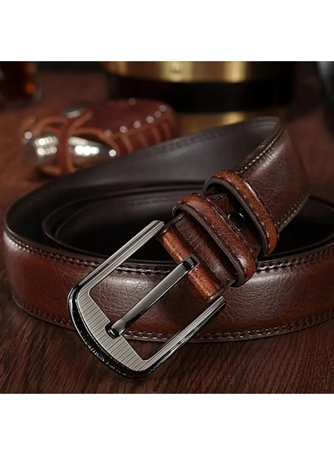 We Happy Premium Leather Belt for Men Classic Pin Buckle Timeless Elegance for Casual and Formal Wear - Image 2
