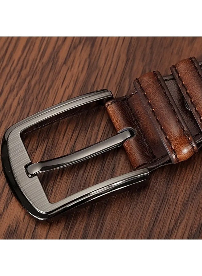 We Happy Premium Leather Belt for Men Classic Pin Buckle Timeless Elegance for Casual and Formal Wear - Image 3