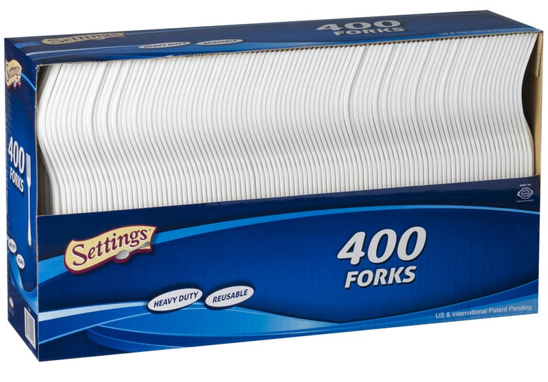 400 Count Settings Plastic White Forks Practical Disposable Cutlery Great for Thanksgiving Home Office School Party Picnics Restaurant TakeOut Fast Food Outdoor Events Or Every Day Use