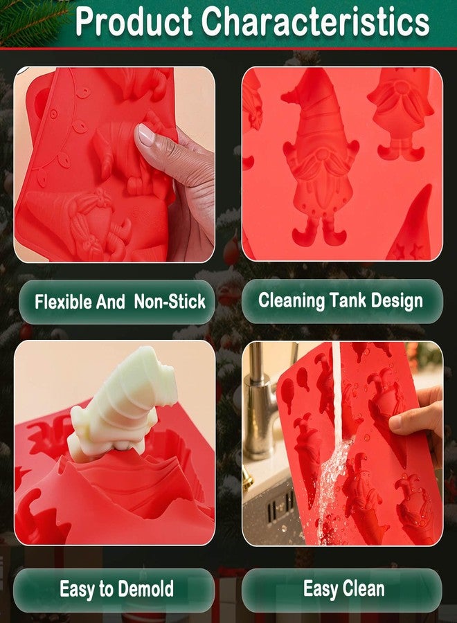 Wavlakth Christmas Silicone Mold for Baking 3 Pack, 3D Christmas Gnome Candy Chocolate Molds Holiday Mini Pie Mould with Christmas Bell Shape for Mini Cakes, Handmade Soap, Chocolate, Jello, Candy and Candles - Image 4