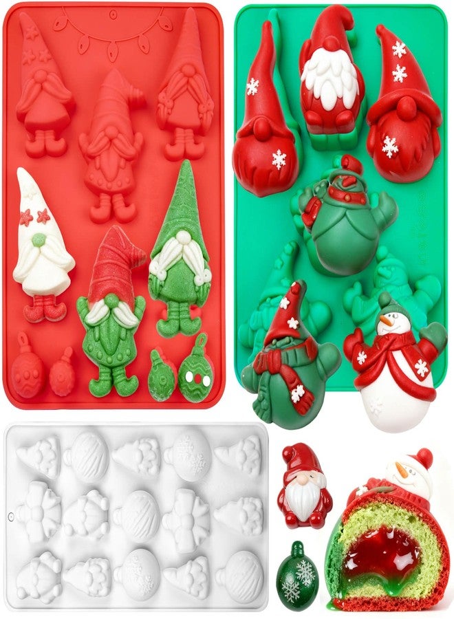 Wavlakth Christmas Silicone Mold for Baking 3 Pack, 3D Christmas Gnome Candy Chocolate Molds Holiday Mini Pie Mould with Christmas Bell Shape for Mini Cakes, Handmade Soap, Chocolate, Jello, Candy and Candles - Image 1