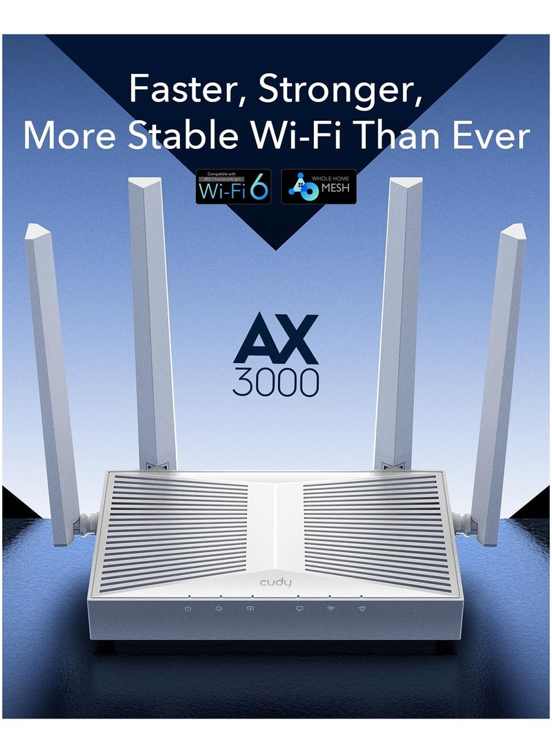 Cudy WR3000E AX3000 Gigabit Dual Band Wi-Fi 6 Mesh Router, MU-MIMO, OFDMA, WireGuard, OpenVPN, WPA3, Cudy Mesh and APP Supported - Image 1