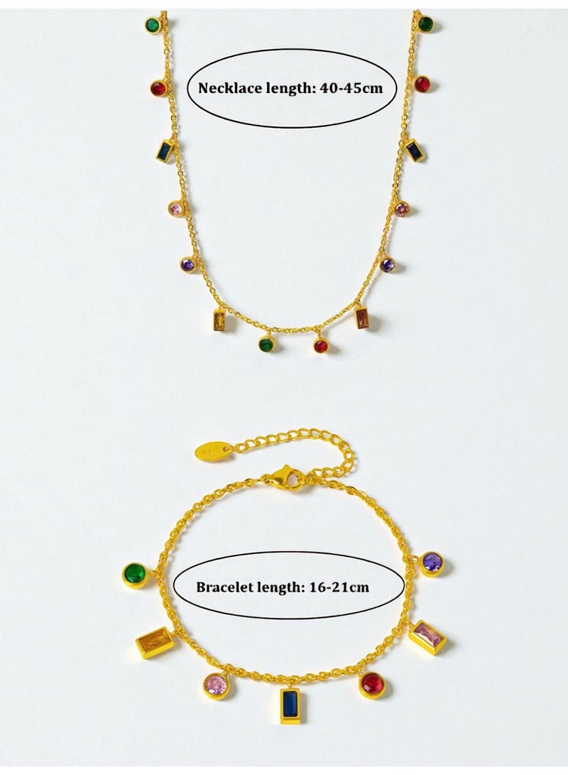 Casual collection Elegant & High Quality Stainless Steel Gold Plated Choker And Bracelet Jewellery Set For Women With Gift Box - Image 4