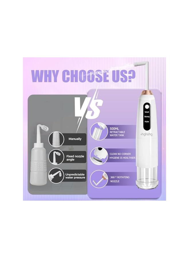 The Bros Portable Travel Bidet, Electric, 500ML Large Capacity, for Personal Hygiene, Postpartum Care, Outdoor, Camping - Image 4