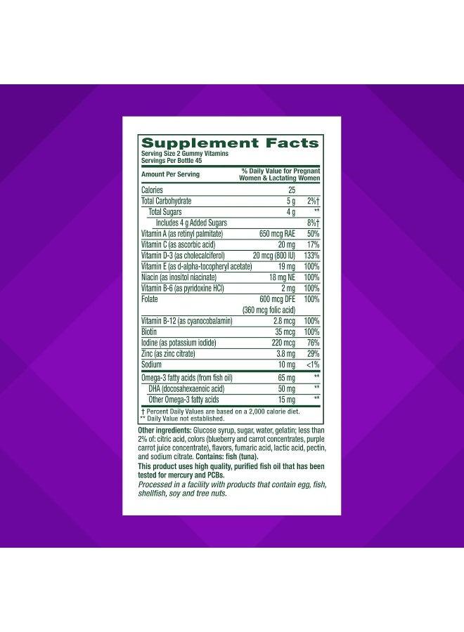 vitafusion PreNatal Gummy Vitamins, Raspberry Lemonade Flavored, Pregnancy Vitamins for Women, With Folate and DHA, America’s Number 1 Gummy Vitamin Brand, 45 Day Supply, 90 Count (Pack of 1) - Image 4