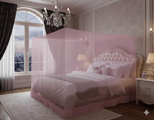 ANS Heavy-Quality HDPE Mosquito Net for King Size Bed (7x7 Ft, XL, Pink) | Durable Nylon Net with Same Color Border | Free Airflow, Long-Lasting & Full Coverage Protection - Image 5