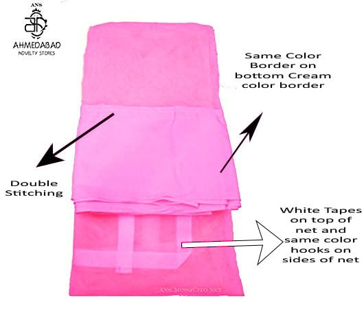ANS Heavy-Quality HDPE Mosquito Net for King Size Bed (7x7 Ft, XL, Pink) | Durable Nylon Net with Same Color Border | Free Airflow, Long-Lasting & Full Coverage Protection - Image 3