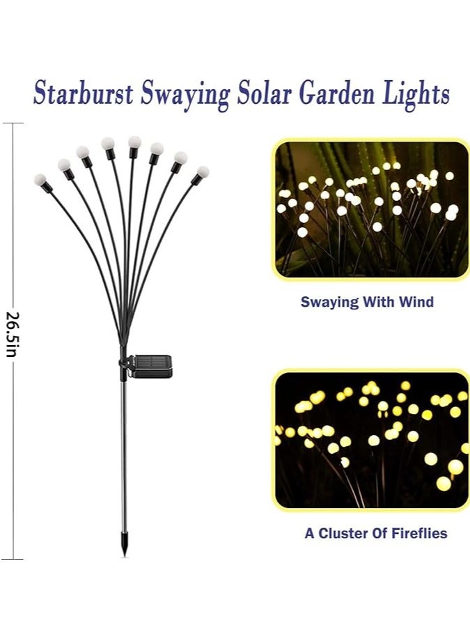 2 Pack Solar Garden Lights for Outdoor, Upgraded 8 LED Firefly Solar Swaying Lights, Sway by Wind, Waterproof Outdoor Lights Solar Powered for Yard Patio Pathway Decoration (color) - Image 1