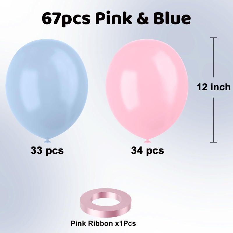 YMSZ Pink and Blue Latex Balloons, 67 12 Inch Pink Blue Gender Reveal Balloons for Boy or Girl Gender Reveal Decorations Birthday Party Baby Shower Anniversary - Image 2