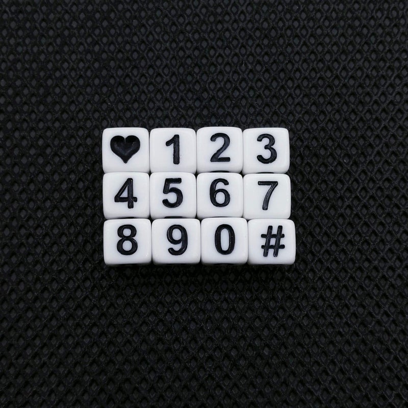 Looconi Amaney 400pcs Number Beads Square White Acrylic 6x6mm Mixed Number Beads Acrylic Plastic Cube Shape Loose Beads - Image 3
