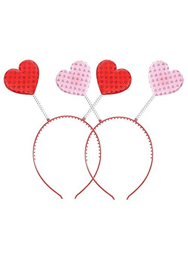 Hosfairy 2Pcs Red Love Heart Shaped Headbands Valentine's Day Hair Hoop Hair Loop Hair Clasp Hair Band Hair Accessories Dress Accessories for Valentine Party Props - Image 2
