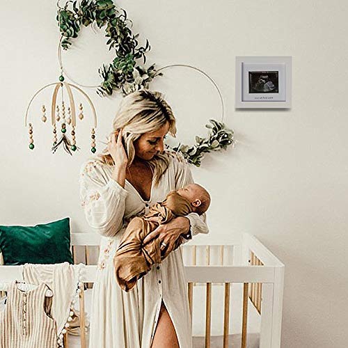 IHEIPYE Baby Sonogram Photo Frame - Ultrasound Picture Frame for Expecting Parents, Baby Showers, Gender Reveal Parties, Nursery Decor (Silver Text, White) - Image 4