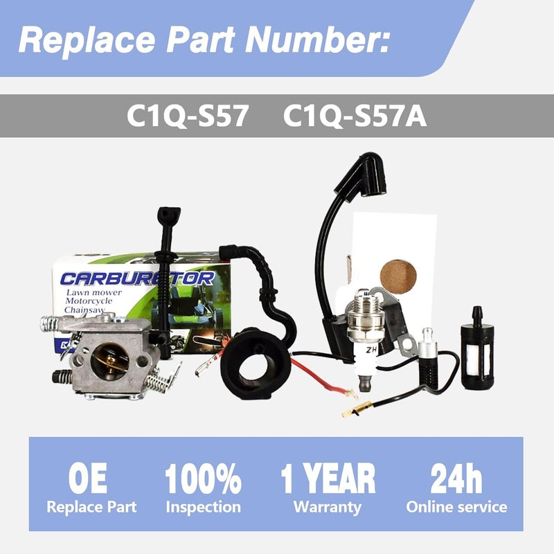 Icezest Carburetor Fits For STIHL Chainsaw 017 018 MS170 MS180 Carb Ignition Coil Spark Plug Kit C1Q-S57 C1Q-S57A - Image 3
