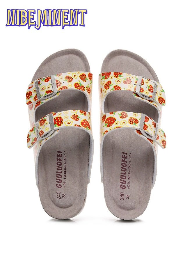 NIBEMINENT - Cork Slippers for Men and Women with Double Row Belt Buckle Sandals, Beach Shoes, Haken Shoes - Image 1