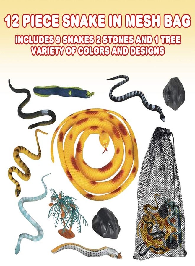 ArtCreativity Snake Play Set in Mesh Bag, Pack 12 Snake Figurines in Assorted Designs, Bath Water Toys for Kids, Party Décor and Party Favors for Boys and Girls - Image 2