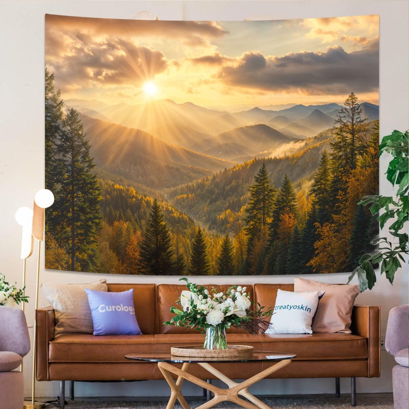 kampdream Landscape Tapestry, Scenery Art Wall Tapestries, Nature Wall Decor for Bedroom Living Room Backdrop Warm Sunset Mountain 36Ã—48 inches - Image 3