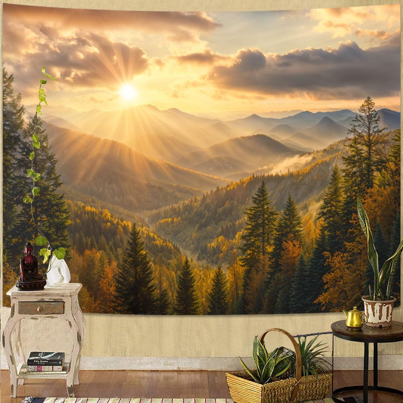 kampdream Landscape Tapestry, Scenery Art Wall Tapestries, Nature Wall Decor for Bedroom Living Room Backdrop Warm Sunset Mountain 36Ã—48 inches - Image 2
