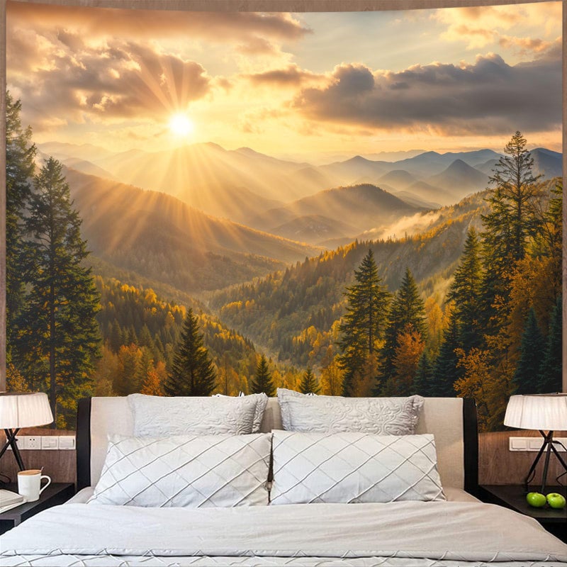 kampdream Landscape Tapestry, Scenery Art Wall Tapestries, Nature Wall Decor for Bedroom Living Room Backdrop Warm Sunset Mountain 36Ã—48 inches - Image 4