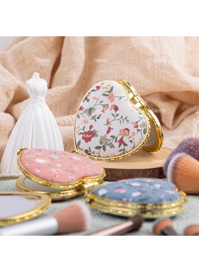 YelaJoy 4 Pack Small Flower Portable Makeup Mirror Retro Floral Double Sided Purse for Travel Cosmetic Heart - Image 5
