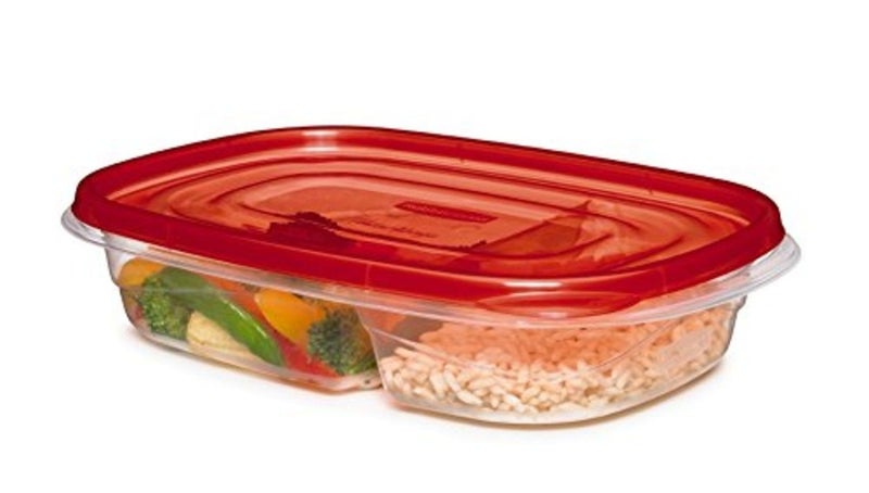 Rubbermaid TakeAlongs Divided Rectangular Food Storage Containers, 3.7 Cup, Tint Chili, 3 Count - Image 2