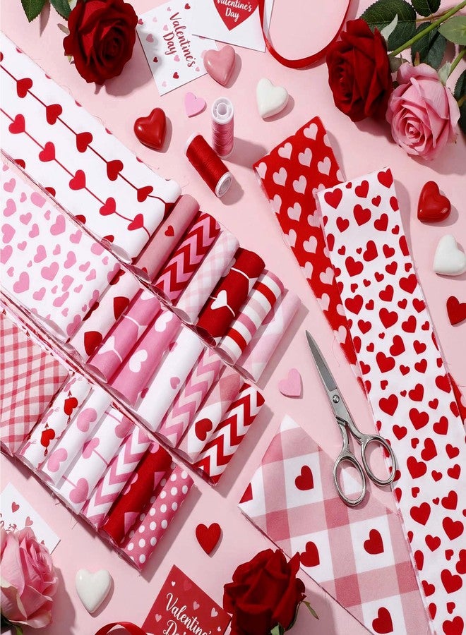 Hahafelt 60 Pcs Christmas Quilting Fabric Roll 2.6 x 40 Cotton Fabric Strips Precut Jelly Patchwork for Craft Sewing (Valentines) - Image 2