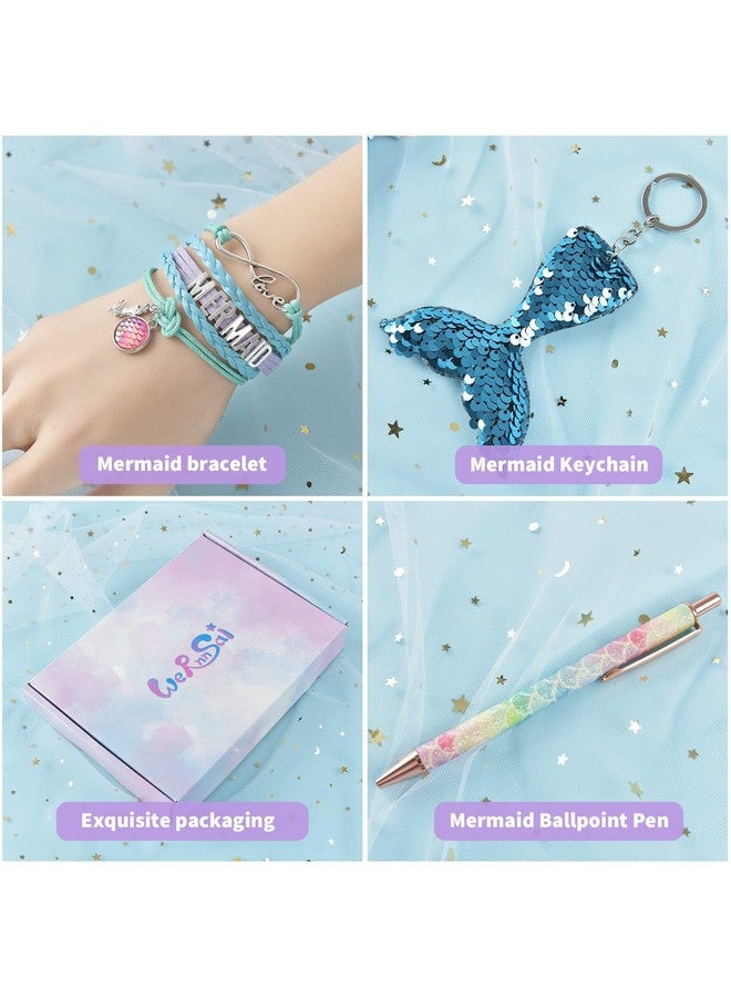 Wernnsai Mermaid Diary For Girls - Sequin Journal Kit For Girls Gift With A5 Kids Notebook Key Chain Pen For Drawing Writing Diary With Lock Birthday Christmas Gifts For Girls 6-12  - Image 5