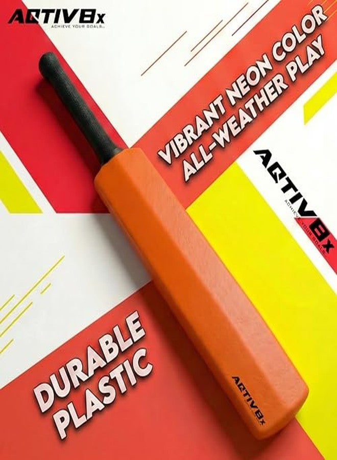AQTIV8x Plastic Bat, Hard Plastic Cricket Bat, Tennis Cricket Bat, Turf Tennis Bat Lightweight (Size 6, Orange) - Image 3
