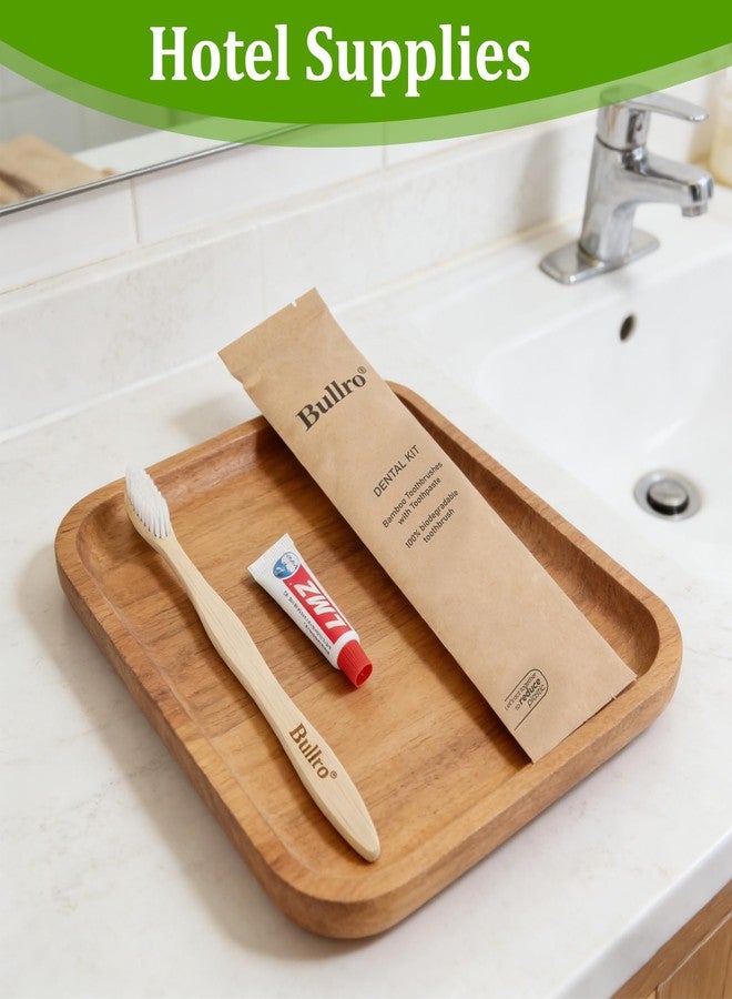 Bullro Bamboo Disposable Toothbrush Kit (100 Pack with 6g Toothpaste - 100% Natural Biodegradable - Individually Wrapped Disposable Amenities for Hotel, Airbnb, Travel, Camping, Homeless & Guest Use - Image 5