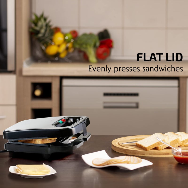 OVENTE Electric Sandwich Maker with Non-Stick Plates, Indicator Lights, Cool Touch Handle, Easy to Clean and Store, Perfect for Cooking Breakfast, Grilled Cheese, Tuna Melts and Snacks, Black GPS401B - Image 5