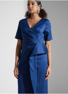 AIDAN MATTOX Surplice Neck Ruffle Dress  - Image 3