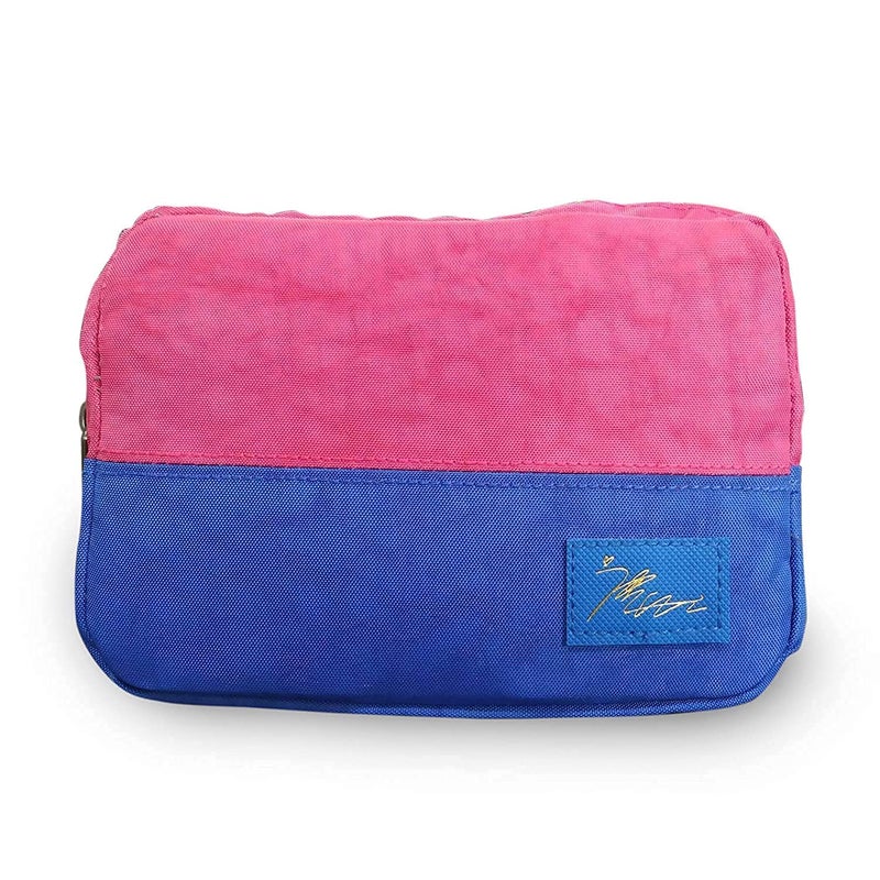 Lexazo First Aid Pouch Travel Cosmetic Makeup Toiletry Organizer Storage Pouch for Unisex 19 X 4 X 14 cm Pink Blue - Image 1