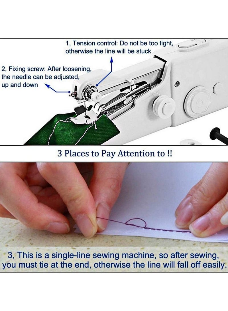 Portable Mini Handheld Sewing Machine for Easy Stitching, Ideal for Beginners with Accessories for Fabric, Clothing, and DIY Projects at Home or OntheGo (White) - Image 4