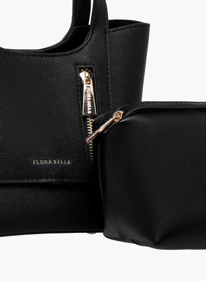 Flora Bella By Shoexpress Solid Tote Bag with Detachable Strap and Pouch