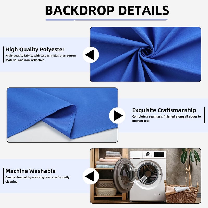 CIPAZEE Royal Blue Backdrop,5x7FT Royal Blue Photo Backdrop for Photography Background Backdrops Curtain for Portraits Studio Photoshoot Halloween Party Screen Video Recording - Image 2