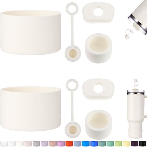 HYZ 8 Piece Accessories for Stanley Cup, Silicone Spill Proof Stopper Set and Protective Boot Including Straw Cover Cap for Stanley H2.0 20oz 30oz 40oz Tumbler, Cream - Image 1