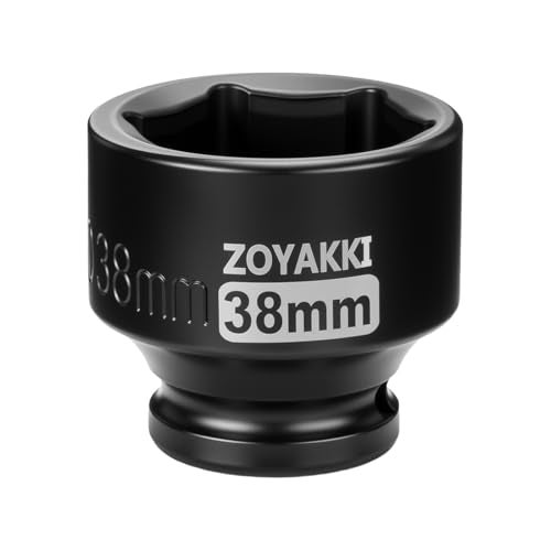 ZOYAKKI 12 Drive x 38mm Shallow Impact SocketCRMO Steel1PCS Drive 6 Point Axle Nut Socket for Easy Removal of Axle Shaft Nuts Metric 38MM - Image 1