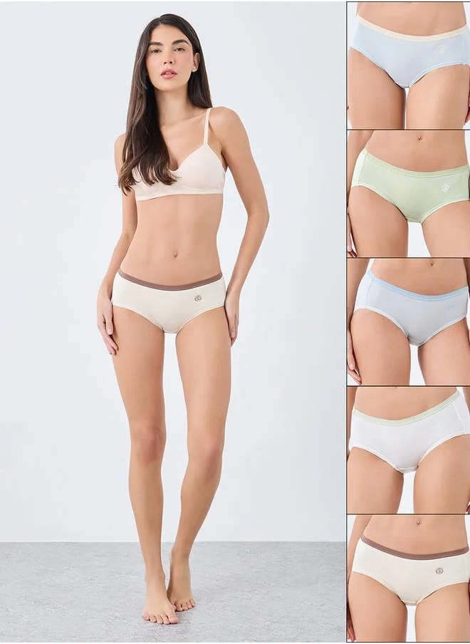 Styli Styli Pack of 5 - Print Detail Briefs with Contrast Waistband
